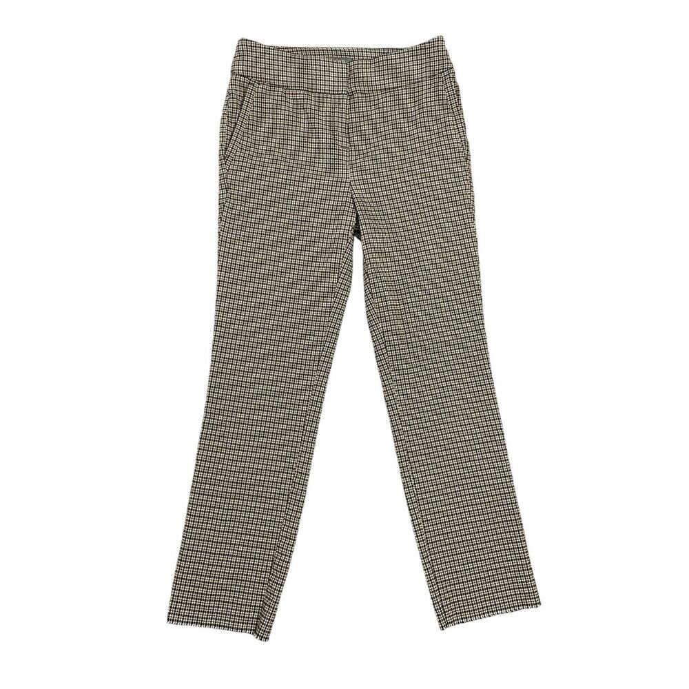 Worthington Slim Leg Plaid Straight Leg Cropped Dress Pants Women Size 2